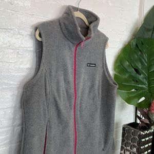 Columbia Gray + Pink Fleece Vest